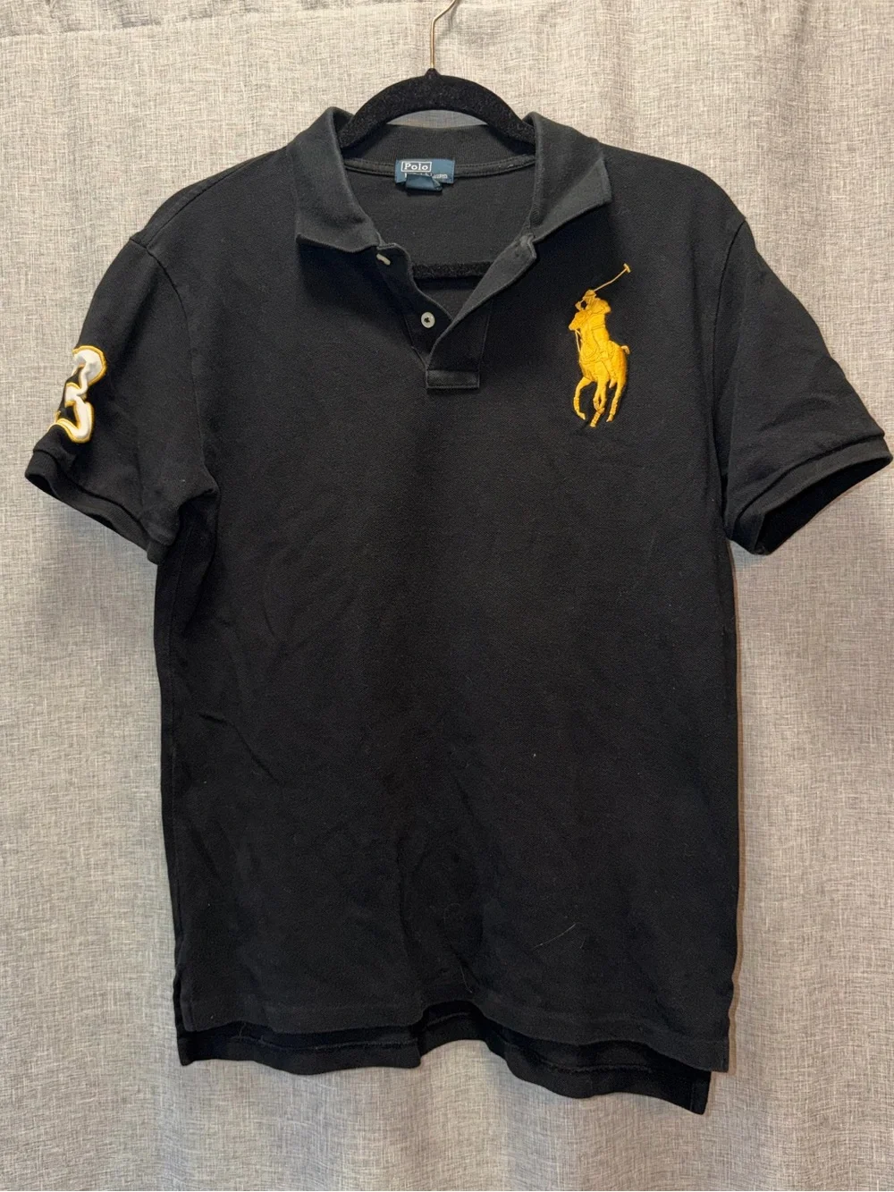 Ralph Lauren Boys Black Polo with Yellow Pony Logo XL (18-20)